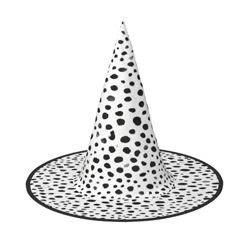 KFRXXZQB Halloween-Hut mit schwarz-weißem Punktemuster, verstaubare Hexen-Kopfbedeckung für Festivals, Larp und Partys, 1 Stück von KFRXXZQB