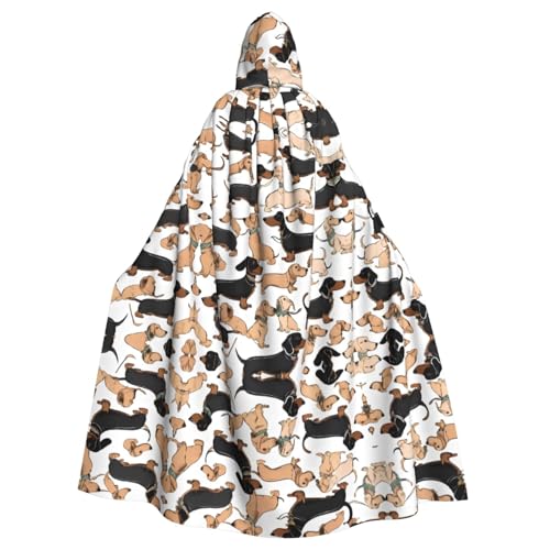 KFRXXZQB Halloween-Umhang für Erwachsene, Dackel-Druck, verstellbarer Kapuzenumhang für Partys, Gothic-Events und Festivals, maschinenwaschbar KFRXXZQB Halloween-Umhang für Erwachsene, Dackel-Druck, verstellbarer Kapuzenumhang für Partys, Gothic-Events und Festivals, maschinenwaschbar von KFRXXZQB