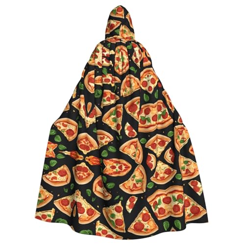 KFRXXZQB Halloween-Umhang für Erwachsene, Pizza-3D-Druck, verstellbarer Kapuzenumhang für Partys, Gothic-Events und Festivals, maschinenwaschbar von KFRXXZQB
