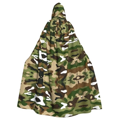 KFRXXZQB Halloween-Umhang für Erwachsene, abstrakter Camouflage-Druck, verstellbarer Kapuzenumhang für Partys, Gothic-Events und Festivals, maschinenwaschbar von KFRXXZQB