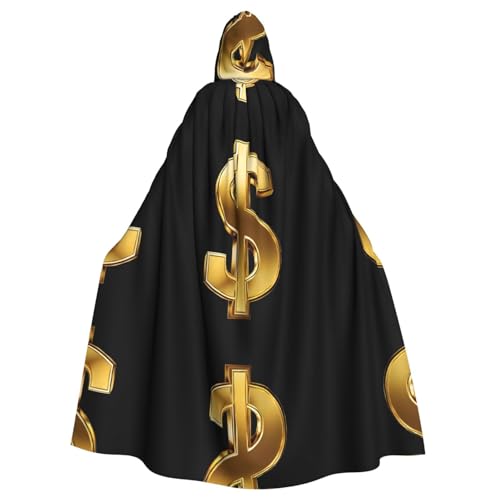 KFRXXZQB Halloween-Umhang für Erwachsene, goldfarbenes Dollarzeichen, verstellbarer Kapuzenumhang für Partys, Gothic-Events und Festivals, maschinenwaschbar KFRXXZQB Halloween-Umhang für Erwachsene, goldfarbenes Dollarzeichen, verstellbarer Kapuzenumhang für Partys, Gothic-Events und Festivals, maschinenwaschbar von KFRXXZQB