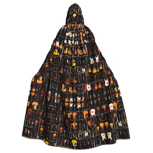 KFRXXZQB Halloween-Umhang für Erwachsene, mit Gitarrenmuster, verstellbarer Kapuzenumhang für Partys, Gothic-Events und Festivals, maschinenwaschbar von KFRXXZQB