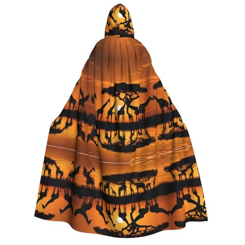 KFRXXZQB Halloween-Umhang mit Afrika-Giraffenbaum-Druck, für Erwachsene, Gothic-Umhang für Festivals, Larp-Events und Themenpartys, mit maschinenwaschbarem Stoff von KFRXXZQB