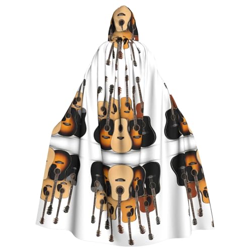 KFRXXZQB Halloween-Umhang mit Gitarren-Druck, verstellbarer Kapuzenumhang für Partys, Gothic-Events und Festivals, maschinenwaschbar von KFRXXZQB