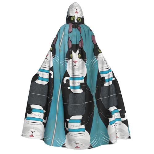 KFRXXZQB Halloween-Umhang mit Katzenmotiv für Erwachsene, Volldruck, Gothic-Umhang für Festivals, Larp-Events und Motto-Partys, mit maschinenwaschbarem Stoff KFRXXZQB Halloween-Umhang mit Katzenmotiv für Erwachsene, Volldruck, Gothic-Umhang für Festivals, Larp-Events und Motto-Partys, mit maschinenwaschbarem Stoff von KFRXXZQB