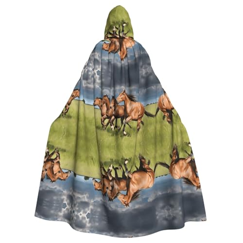 KFRXXZQB Halloween-Umhang mit Pferde-Aufdruck für Erwachsene, verstellbarer Kapuzenumhang für Partys, Gothic-Events und Festivals, maschinenwaschbar von KFRXXZQB