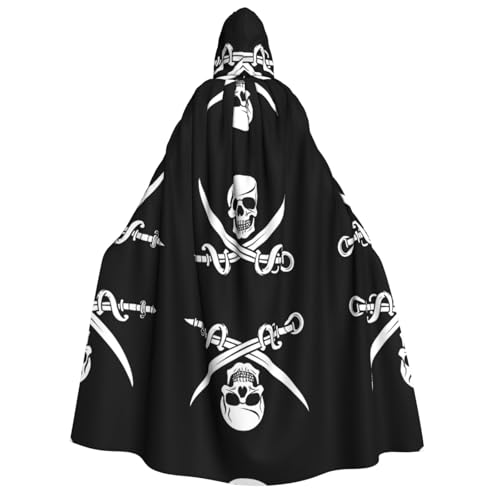 KFRXXZQB Halloween-Umhang mit Piratenflagge, bedruckt, für Erwachsene, Gothic-Umhang für Festivals, Larp-Events und Motto-Partys, mit maschinenwaschbarem Stoff von KFRXXZQB