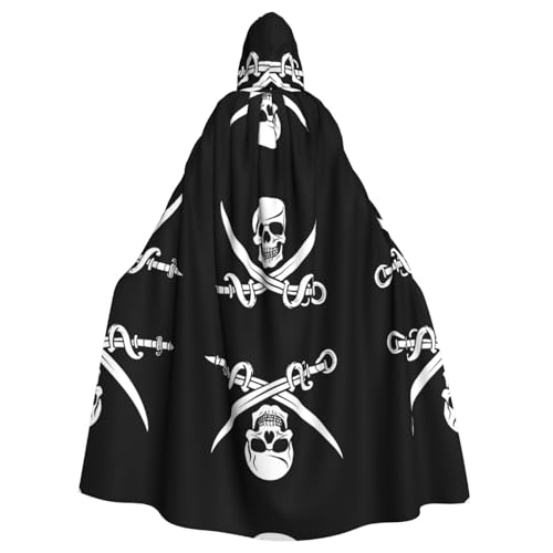 KFRXXZQB Halloween-Umhang mit Piratenflagge, verstellbarer Kapuzenumhang für Partys, Gothic-Events und Festivals, maschinenwaschbar von KFRXXZQB
