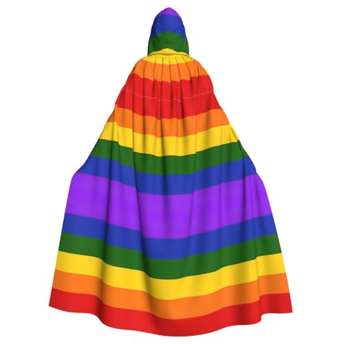 KFRXXZQB Halloween-Umhang mit Regenbogen-Flagge, verstellbarer Kapuzenumhang für Partys, Gothic-Events und Festivals, maschinenwaschbar von KFRXXZQB