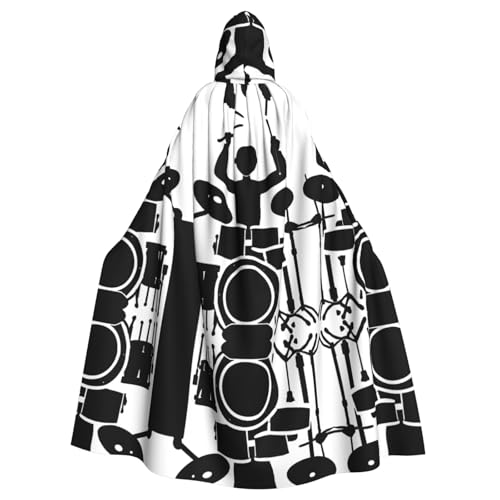 KFRXXZQB Halloween-Umhang mit Schlagzeuger-Aufdruck für Erwachsene, verstellbarer Kapuzenumhang für Partys, Gothic-Events und Festivals, maschinenwaschbar von KFRXXZQB