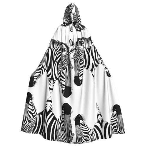 KFRXXZQB Halloween-Umhang mit abstraktem Tier-Zebra-Druck, verstellbarer Kapuzenumhang für Partys, Gothic-Events und Festivals, maschinenwaschbar von KFRXXZQB