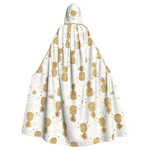 KFRXXZQB Halloween-Umhang mit goldenem Glitzer-Ananas-Aufdruck für Erwachsene, verstellbarer Kapuzenumhang für Partys, Gothic-Events und Festivals, maschinenwaschbar KFRXXZQB Halloween-Umhang mit goldenem Glitzer-Ananas-Aufdruck für Erwachsene, verstellbarer Kapuzenumhang für Partys, Gothic-Events und Festivals, maschinenwaschbar von KFRXXZQB