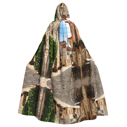 KFRXXZQB Halloween-Umhang mit italienischem toskanischem Druck, verstellbarer Kapuzenumhang für Partys, Gothic-Events und Festivals, maschinenwaschbar von KFRXXZQB