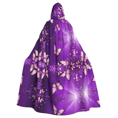 KFRXXZQB Halloween-Umhang mit violetten Schmetterlingen – verstellbarer Kapuzenumhang für Partys, Gothic-Events und Festivals, maschinenwaschbar KFRXXZQB Halloween-Umhang mit violetten Schmetterlingen – verstellbarer Kapuzenumhang für Partys, Gothic-Events und Festivals, maschinenwaschbar von KFRXXZQB