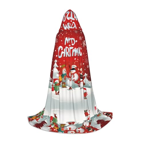 KFRXXZQB Kapuzenumhang mit Aufschrift "Merry Christmas", verstellbarer bedruckter Umhang für Halloween, Schultheater und Kostüme, Größe S von KFRXXZQB