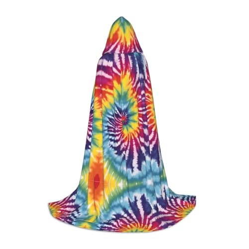 KFRXXZQB Kapuzenumhang mit Batikfärbung, Regenbogen-Druck, verstellbar, bedruckt, für Halloween, Veranstaltungen, Schultheater und Kostüme, Größe S von KFRXXZQB