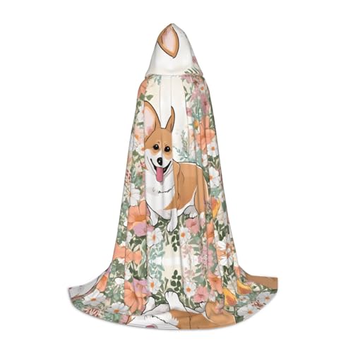 KFRXXZQB Kapuzenumhang mit Blumendruck, verstellbar, bedruckt, für Halloween, Veranstaltungen, Schultheater und Kostüme, Größe S von KFRXXZQB