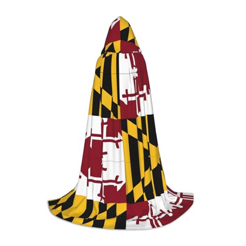 KFRXXZQB Kapuzenumhang mit Flagge von Maryland, verstellbarer bedruckter Umhang für Halloween, Schultheater und Kostüme, Größe L von KFRXXZQB