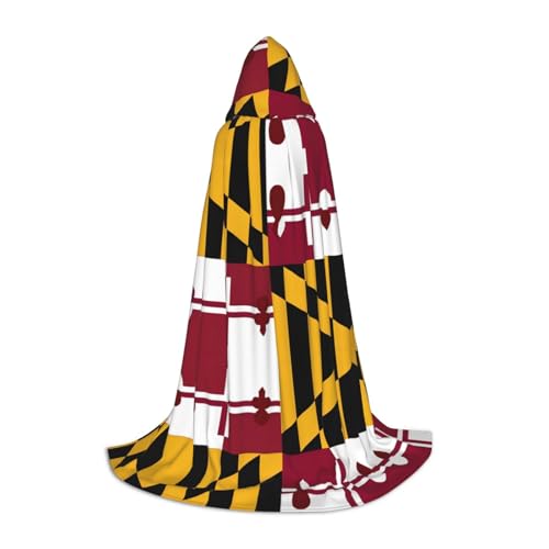 KFRXXZQB Kapuzenumhang mit Flagge von Maryland, verstellbarer bedruckter Umhang für Halloween, Schultheater und Kostüme, Größe L von KFRXXZQB