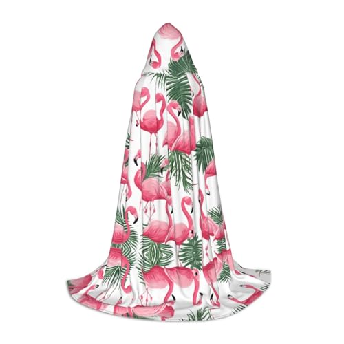 KFRXXZQB Kapuzenumhang mit Flamingo-Blumen-Druck, verstellbarer bedruckter Umhang für Halloween, Schultheater und Kostüme, Größe M von KFRXXZQB