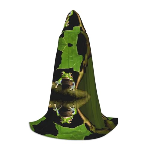 KFRXXZQB Kapuzenumhang mit Frosch- und Regenaufdruck, verstellbar, bedruckt, für Halloween, Schultheater und Kostüme, Größe S von KFRXXZQB