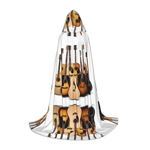 KFRXXZQB Kapuzenumhang mit Gitarren-Druck, verstellbar, bedruckt, für Halloween, Schultheater und Kostüme, Größe S von KFRXXZQB