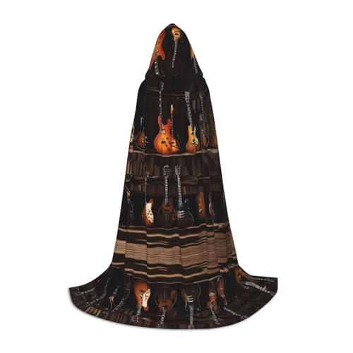 KFRXXZQB Kapuzenumhang mit Gitarren-Druck, verstellbar, bedruckt, für Halloween, Schultheater und Kostüme, Größe S von KFRXXZQB