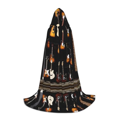 KFRXXZQB Kapuzenumhang mit Gitarren-Druck, verstellbar, bedruckt, für Halloween, Schultheater und Kostüme, Größe S von KFRXXZQB