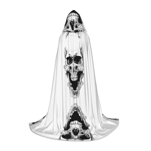 KFRXXZQB Kapuzenumhang mit Horror-Totenkopf-Druck, verstellbar, bedruckt, für Halloween, Schultheater und Kostüme, Größe M von KFRXXZQB
