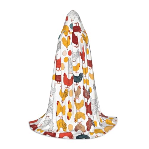 KFRXXZQB Kapuzenumhang mit Huhnmuster – verstellbarer bedruckter Umhang für Halloween, Schultheater und Kostüme, Größe L KFRXXZQB Kapuzenumhang mit Huhnmuster – verstellbarer bedruckter Umhang für Halloween, Schultheater und Kostüme, Größe L von KFRXXZQB