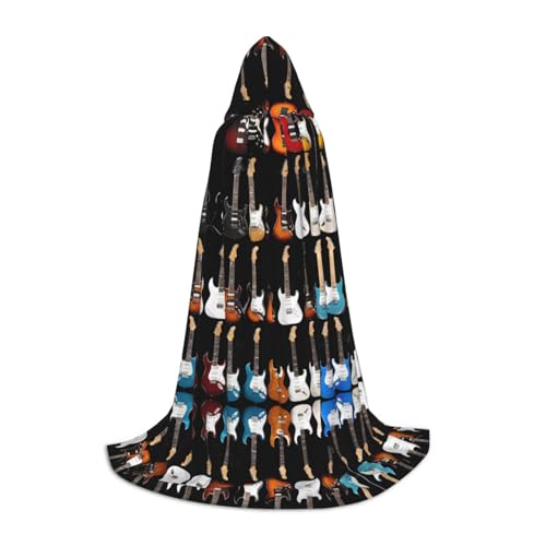 KFRXXZQB Kapuzenumhang mit Kunstgitarre, bedruckt, verstellbar, bedruckt, für Halloween, Schultheater und Kostüme, Größe L von KFRXXZQB