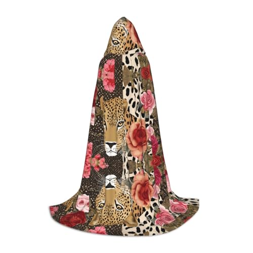 KFRXXZQB Kapuzenumhang mit Leopardenmuster, verstellbar, bedruckt, für Halloween, Schultheater und Kostüme, Größe S von KFRXXZQB