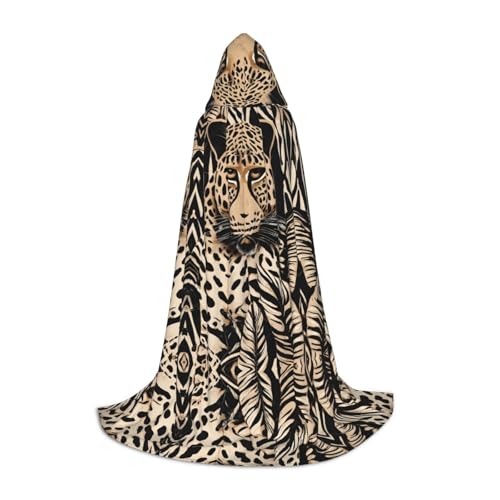 KFRXXZQB Kapuzenumhang mit Leopardenmuster, verstellbarer bedruckter Umhang für Halloween, Schultheater und Kostüme, Größe S von KFRXXZQB