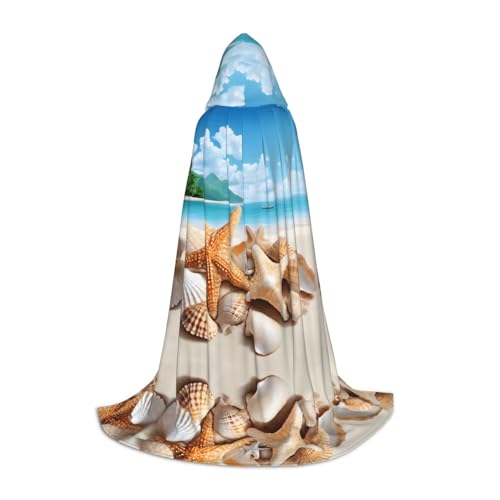 KFRXXZQB Kapuzenumhang mit Muschelstrand, bedruckt, verstellbar, bedruckt, für Halloween, Schultheater und Kostüme, Größe S von KFRXXZQB