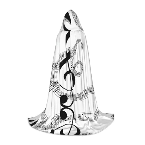 KFRXXZQB Kapuzenumhang mit Musikdruck, verstellbar, bedruckt, für Halloween, Veranstaltungen, Schultheater und Kostüme, Größe S von KFRXXZQB