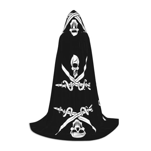 KFRXXZQB Kapuzenumhang mit Piratenflagge, verstellbarer bedruckter Umhang für Halloween, Schultheater und Kostüme, Größe M von KFRXXZQB
