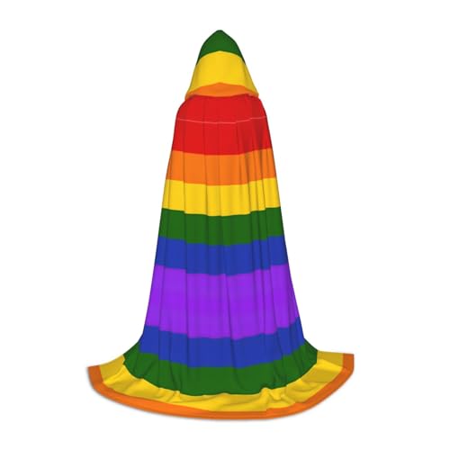 KFRXXZQB Kapuzenumhang mit Regenbogen-Flagge, verstellbarer bedruckter Umhang für Halloween, Schultheater und Kostüme, Größe L von KFRXXZQB