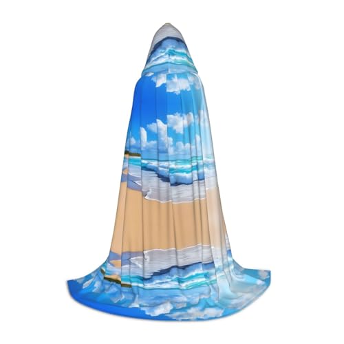 KFRXXZQB Kapuzenumhang mit Strand- und Meeresaufdruck, verstellbar, bedruckt, für Halloween, Veranstaltungen, Schultheater und Kostüme, Größe S von KFRXXZQB