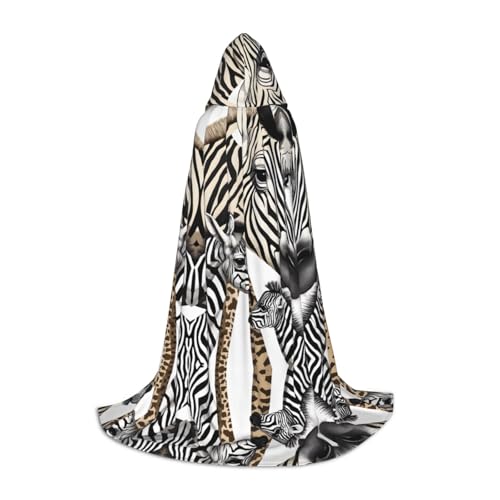 KFRXXZQB Kapuzenumhang mit Zebra- und Giraffen-Druck, verstellbar, bedruckt, für Halloween, Schultheater und Kostüme, Größe L von KFRXXZQB