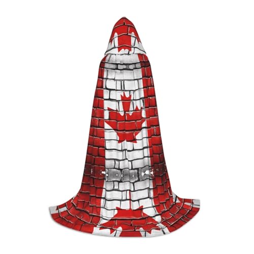 KFRXXZQB Kapuzenumhang mit kanadischer Flagge, bedruckt, verstellbar, bedruckt, für Halloween, Schultheater und Kostüme, Größe L von KFRXXZQB