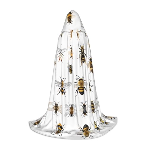 KFRXXZQB Kapuzenumhang mit lustigem Bienen-Druck, verstellbar, bedruckt, für Halloween, Schultheater und Kostüme, Größe S von KFRXXZQB