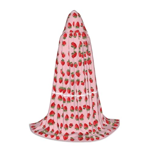 KFRXXZQB Kapuzenumhang mit süßem Erdbeermotiv, verstellbar, bedruckt, für Halloween, Schultheater und Kostüme, Größe S von KFRXXZQB