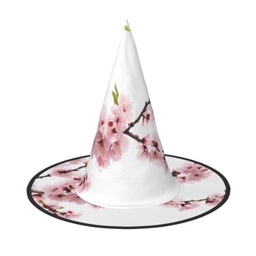 KFRXXZQB Kirschblütenbaum, volle Abdeckung, Halloween-Hut – verstaubare Hexen-Kopfbedeckung für Festivals, Larp und Partys, 2 Stück von KFRXXZQB