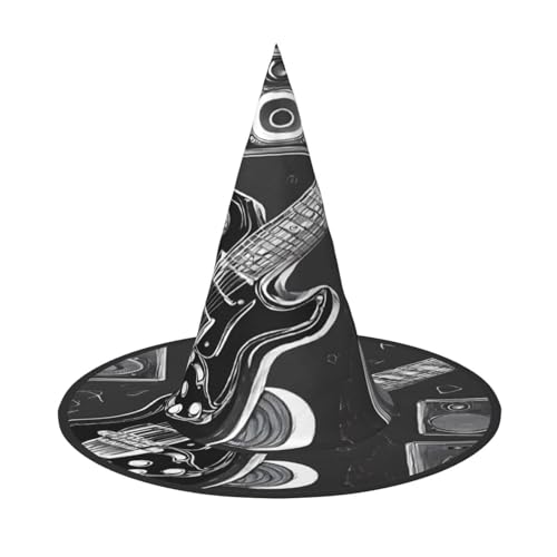 KFRXXZQB Love Rock Halloween-Hut mit Aufdruck – verstaubare Hexen-Kopfbedeckung für Festivals, Larp und Partys, 1 Stück von KFRXXZQB