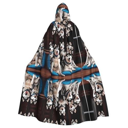 KFRXXZQB Lovely Husky Halloween-Umhang für Erwachsene, verstellbarer Kapuzenumhang für Partys, Gothic-Events und Festivals, maschinenwaschbar von KFRXXZQB