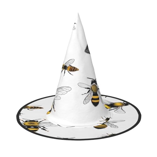 KFRXXZQB Lustiger Bienen-Druck, volle Abdeckung, Halloween-Hut – verstaubare Hexen-Kopfbedeckung für Festivals, Larp und Partys, 2 Stück von KFRXXZQB