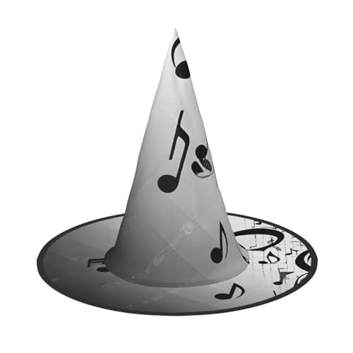 KFRXXZQB Musiknoten-Druck, volle Abdeckung, Halloween-Hut, verstaubare Hexen-Kopfbedeckung für Festivals, Larp und Partys, 1 Stück von KFRXXZQB