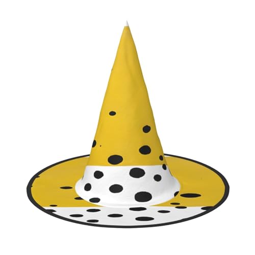 KFRXXZQB Mustard Yellow and Black - Print Full Coverage Halloween Hat - Packable Witch Headwear For Festivals, Larp & Parties 1 PC von KFRXXZQB