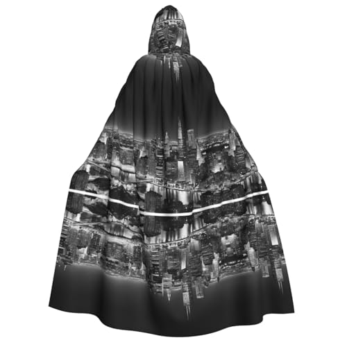 KFRXXZQB New York Halloween-Umhang für Erwachsene, mit Kapuze, Volldruck, Gothic-Umhang für Festivals, Larp-Events und Themenpartys, mit maschinenwaschbarem Stoff von KFRXXZQB