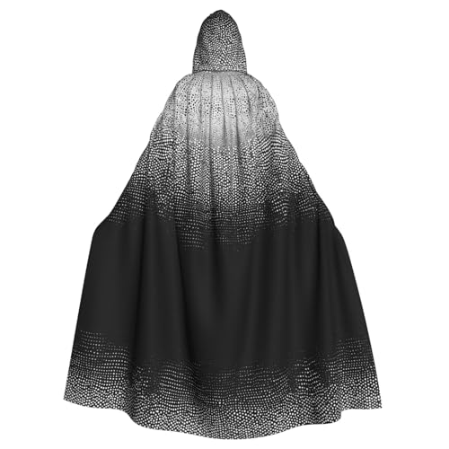 KFRXXZQB Schwarz-weißer Glitzer-Aufdruck, Halloween-Umhang für Erwachsene, verstellbarer Kapuzenumhang für Partys, Gothic-Events und Festivals, maschinenwaschbar von KFRXXZQB